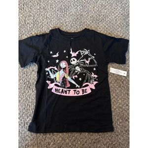 Disney Nightmare Before Christmas Jack Sally Meant To Be Shirt Kids 6X Black NWT